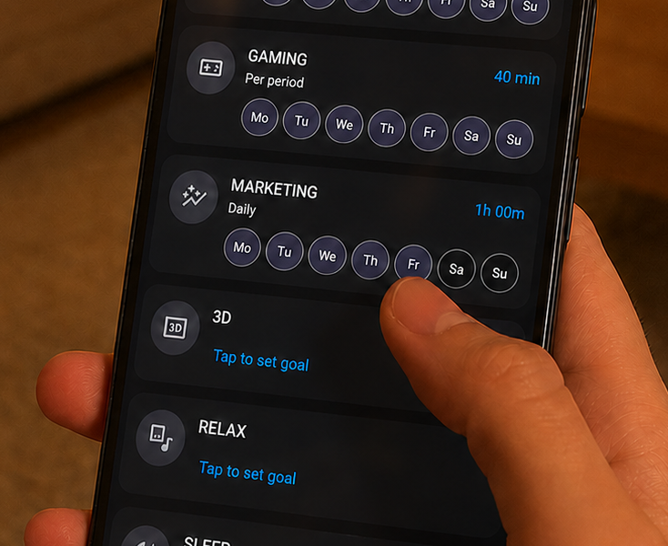 Tiho app activity setup screen